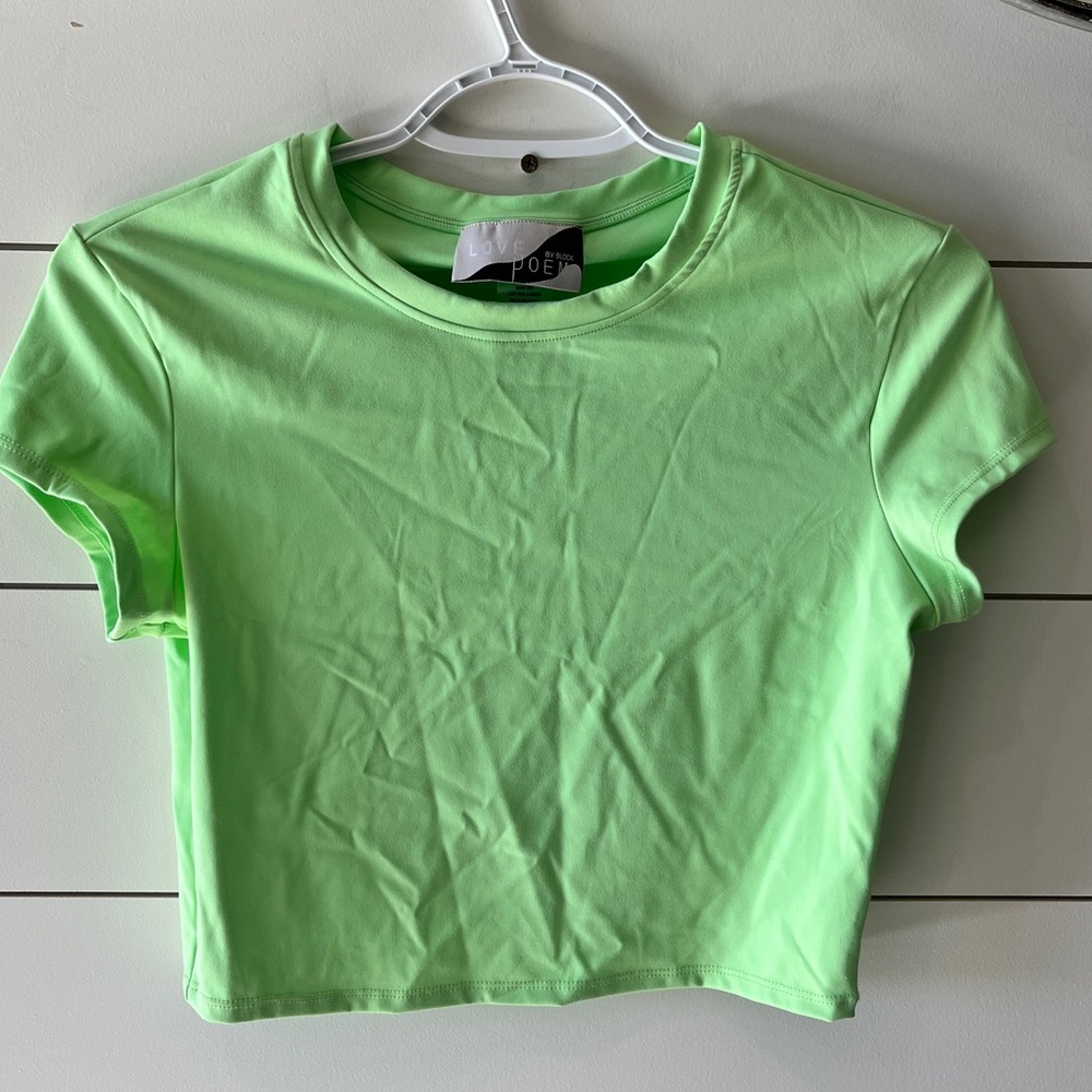 LOVE POEM. Green athletic crop top